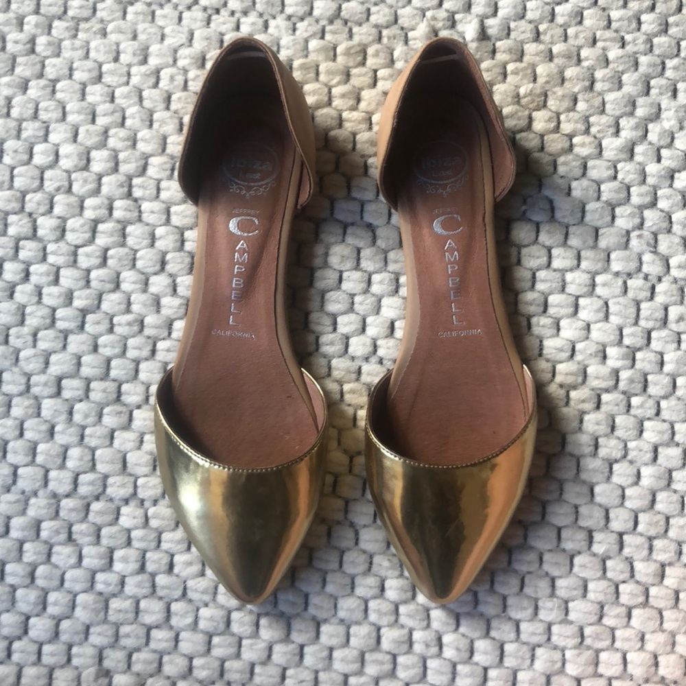jeffrey campbell d’orsay gold toe flats
